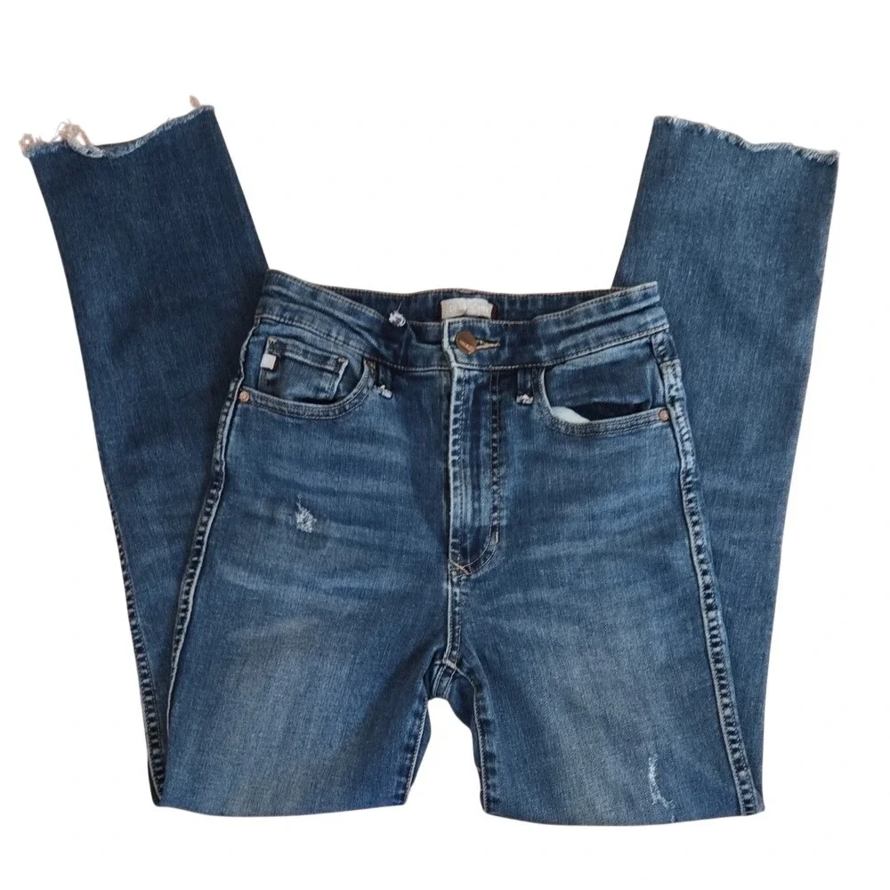Dear John High Rise‎ Distressed Straight Leg Jeans Blue Size 26 Raw Hem
